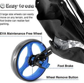 img 1 attached to 🏌️ Golf Push Carts by HINXIETIE - 3 Wheel Foldable Design, Lightweight with Foot Brake, Phone Holder, Umbrella Holder, Cup Holder, and Scoreboard Holder for Golf Bags