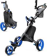 🏌️ golf push carts by hinxietie - 3 wheel foldable design, lightweight with foot brake, phone holder, umbrella holder, cup holder, and scoreboard holder for golf bags logo