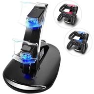 🎮 konky - ps4 controller charging dock stand, usb dual charger station accessory with led indicator for playstation 4 / ps4 slim pro, and psvr controller - black logo
