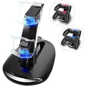 img 4 attached to 🎮 KONKY - PS4 Controller Charging Dock Stand, USB Dual Charger Station Accessory with LED Indicator for Playstation 4 / PS4 Slim Pro, and PSVR Controller - Black