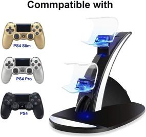 img 2 attached to 🎮 KONKY - PS4 Controller Charging Dock Stand, USB Dual Charger Station Accessory with LED Indicator for Playstation 4 / PS4 Slim Pro, and PSVR Controller - Black