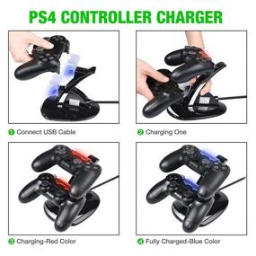 img 1 attached to 🎮 KONKY - PS4 Controller Charging Dock Stand, USB Dual Charger Station Accessory with LED Indicator for Playstation 4 / PS4 Slim Pro, and PSVR Controller - Black