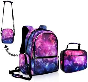 img 4 attached to 🌌 Purple Galaxy School Backpack Bookbag