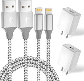 img 4 attached to 🔌 6FT MFi Сертифицированный Зарядный Кабель Lightning с адаптером USB для стены - 2Pack Кабели для синхронизации данных и зарядки для iPhone 12 Pro/11 Pro/Xs/XR/X/8/8Plus и других устройств