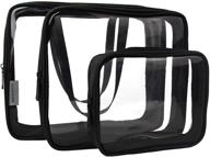 🧳 clear toiletry bag 3-pack - transparent packing cubes set - travel organizer bags - ideal for toiletries, clothing, electronics (black) logo