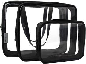 img 4 attached to 🧳 Clear Toiletry Bag 3-Pack - Transparent Packing Cubes Set - Travel Organizer Bags - Ideal for Toiletries, Clothing, Electronics (Black)