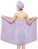 🛀 microfiber adjustable bath wrap set for women with strap - shower spa wrap and dry hair towels (purple-a) logo