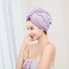 img 3 attached to 🛀 Microfiber Adjustable Bath Wrap Set for Women with Strap - Shower Spa Wrap and Dry Hair Towels (Purple-A)