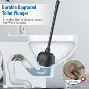 img 3 attached to Black Uptronic Toilet Plunger and Brush Set with Holder - Heavy 🚽 Duty Bowl Brush and 2-in-1 Modern Caddy Stand for Effective Bathroom Cleaning (1 Set)