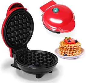 img 4 attached to 🧇 Compact 4-inch Electric Mini Waffle Maker - Non-Stick Portable Iron for Waffles, Pancakes, Paninis, and More - Vibrant Red