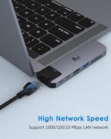 img 3 attached to 🔌 MacBook Pro/Air USB C Hub Adapters: 8 in 2 Docking Station with 4K HDMI, Gigabit Ethernet, USB Ports, SD Card Reader, USB-C PD - Thunderbolt 3 Compatible