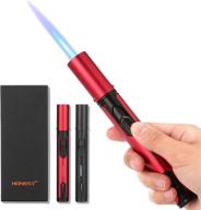 🔥 2 pcs butane torch lighter: 6-inch adjustable windproof refillable lighter with continuous flame (red-black) - fuel not included logo