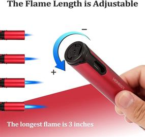 img 2 attached to 🔥 2 PCS Butane Torch Lighter: 6-Inch Adjustable Windproof Refillable Lighter with Continuous Flame (Red-Black) - Fuel Not Included