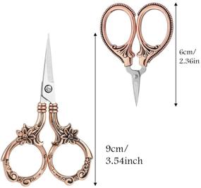 img 3 attached to Vintage Sewing Scissors, 2 Pair Embroidery Scissors with Classic Daisy Design, Sharp 🪡 Stainless Steel Tip, DIY Tools for Dressmaker, Small Scissor for Fabric, Craft, Needlework (Red Bronze)