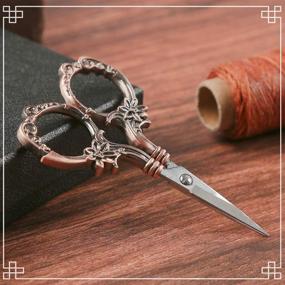 img 1 attached to Vintage Sewing Scissors, 2 Pair Embroidery Scissors with Classic Daisy Design, Sharp 🪡 Stainless Steel Tip, DIY Tools for Dressmaker, Small Scissor for Fabric, Craft, Needlework (Red Bronze)