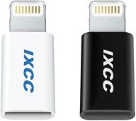 🔌 ixcc micro usb to apple mfi certified 8 pin lightning adapter for iphone ipad ipod - black white value pack logo
