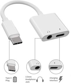 img 3 attached to 🎧 Адаптер зарядки на наушники USB C к 3.5 мм - аудио разветвитель Type C для наушников AUX Jack для Google Nexus, Samsung Galaxy, iPad и других устройств - в комплекте быстрый зарядный кабель.