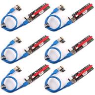 ubit 6-pack gpu riser express cable 16x to 1x (6pin / molex/sata) with led graphics extension | ideal for ethereum eth mining | powered riser adapter card logo