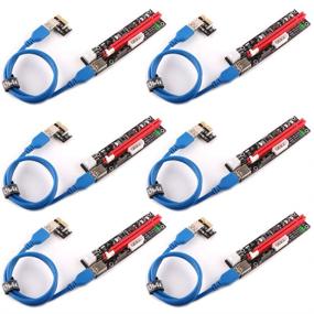 img 4 attached to Ubit 6-Pack GPU Riser Express Cable 16X to 1X (6pin / MOLEX/SATA) with LED Graphics Extension | Ideal for Ethereum ETH Mining | Powered Riser Adapter Card