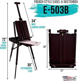 img 3 attached to U.S. Art Supply Coronado Black Cherry Easel: Premium French Style Sketchbox Tripod for Painting & Sketching