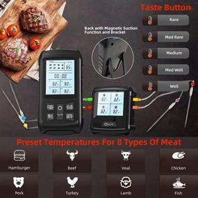 img 2 attached to 🔥 Zosar Wireless BBQ Thermometer: 4 Probes, 400 Feet Range, LCD Backlight and Timer - No APP Needed!