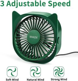 img 1 attached to 💨 KHAZIX USB Desk Fan - Quiet 3 Speeds Wind Desktop Personal Fan | 360° Adjustable, USB Powered Cooling Fan for Office, Home, Outdoor, and Travel