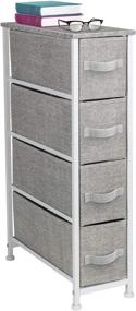 img 4 attached to Sorbus 4-Drawer Narrow Dresser Tower – Vertical Storage Solution for Bedroom, Bathroom, Laundry, Closets, and More – Sturdy Steel Frame, Wooden Top Surface – Convenient Easy-Pull Fabric Bins in Elegant Gray