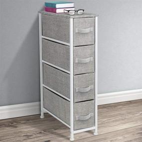 img 3 attached to Sorbus 4-Drawer Narrow Dresser Tower – Vertical Storage Solution for Bedroom, Bathroom, Laundry, Closets, and More – Sturdy Steel Frame, Wooden Top Surface – Convenient Easy-Pull Fabric Bins in Elegant Gray