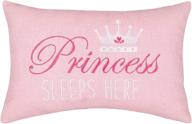 👑 c&f home princess sleeps here decor embroidered throw pillow - pink graphic novelty pillow for girls kids - extra small 6 x 9 inches, pink logo
