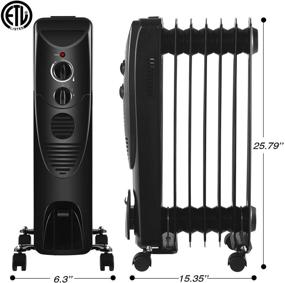 img 1 attached to 🔥 R.W.FLAME Oil Filled Radiator Heater - Electric Space Heater with 3 Heat Settings, Adjustable Thermostat, Portable and Quiet - Tip-over & Overheating Functions - Black