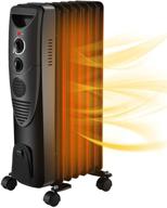 🔥 r.w.flame oil filled radiator heater - electric space heater with 3 heat settings, adjustable thermostat, portable and quiet - tip-over & overheating functions - black logo