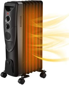 img 4 attached to 🔥 R.W.FLAME Oil Filled Radiator Heater - Electric Space Heater with 3 Heat Settings, Adjustable Thermostat, Portable and Quiet - Tip-over & Overheating Functions - Black