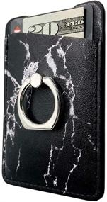 img 3 attached to 📱 Stylish uCOLOR Phone Card Holder: Black White Marble Design with Ring Sticker for Cell Phone Pocket Wallet Sleeves