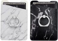 📱 stylish ucolor phone card holder: black white marble design with ring sticker for cell phone pocket wallet sleeves logo