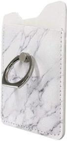 img 2 attached to 📱 Stylish uCOLOR Phone Card Holder: Black White Marble Design with Ring Sticker for Cell Phone Pocket Wallet Sleeves