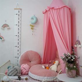 img 4 attached to 👑 Princess Bed Canopy for Girls, Dix-Rainbow Round Dome Canopy Reading Nook Bedroom Decoration with Frills - Perfect Hanging House Decor for Kids Boys and Children in Pink