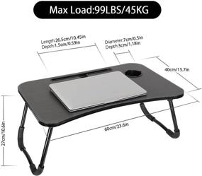 img 2 attached to 🛏️ Black Adjustable Laptop Bed Tray Table with Foldable Notebook Stand, Reading Holder, Card Slot, and Cup Holder - for Couch Floor, Sofa, Eating, and Reading