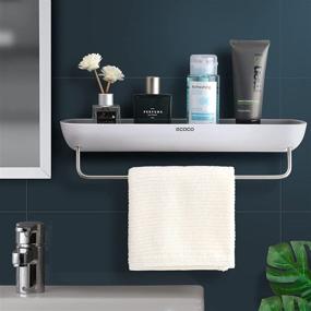 img 4 attached to 🚿 MOPMS Shower Caddy: Wall Mounted Bathroom Organizer with Adhesive, No Drilling Storage Shelves and Removable Towel Bar