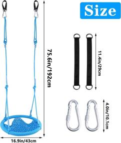 img 2 attached to 🪁 Maryya Toddler Swing Sets for Backyard | Adjustable Rope Hand-Knitting Round Children Swing Chair | Metal Swing Seats for Backyard, Indoor, Outdoor | Tree, Room, Porch, Playground | Ages 10M-6Years, Blue