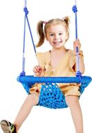 🪁 maryya toddler swing sets for backyard | adjustable rope hand-knitting round children swing chair | metal swing seats for backyard, indoor, outdoor | tree, room, porch, playground | ages 10m-6years, blue логотип