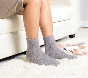 img 2 attached to 🧦 OVOV Men's Winter Floor Socks: 3 Pairs of Fluffy Coral Fleece Soft & Warm Home Socks