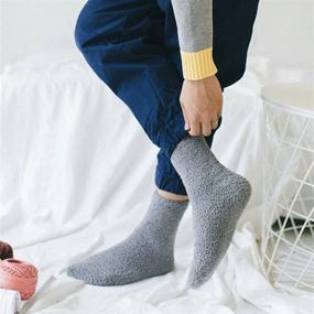 img 3 attached to 🧦 OVOV Men's Winter Floor Socks: 3 Pairs of Fluffy Coral Fleece Soft & Warm Home Socks