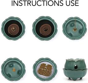 img 1 attached to 🌸 NAGU Handmade Ceramic Lotus Incense Burner Holder: Pottery Bowl with Lid for Stick/Cone/Coil/Powdered Incense (Green)