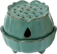 🌸 nagu handmade ceramic lotus incense burner holder: pottery bowl with lid for stick/cone/coil/powdered incense (green) logo