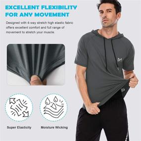 img 1 attached to Men's Short Sleeve Athletic Shirt with Hood for Workout, Running, and Gym - Lightweight Dry Fit Sweatshirts