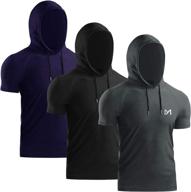 men's short sleeve athletic shirt with hood for workout, running, and gym - lightweight dry fit sweatshirts логотип