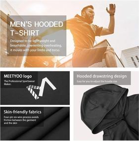 img 3 attached to Men's Short Sleeve Athletic Shirt with Hood for Workout, Running, and Gym - Lightweight Dry Fit Sweatshirts