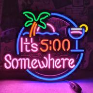 🍻 it's 5:00 some where & palm led neon sign art wall lights: perfect décor for beer bars, clubs, bedrooms, windows, glass, hotels, pubs, cafes, weddings, birthdays, and parties логотип