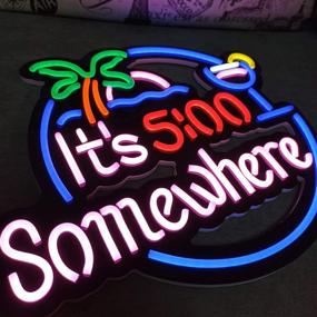 img 2 attached to 🍻 It's 5:00 Some Where & Palm LED Neon Sign Art Wall Lights: Perfect Décor for Beer Bars, Clubs, Bedrooms, Windows, Glass, Hotels, Pubs, Cafes, Weddings, Birthdays, and Parties