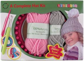 img 3 attached to 🪡 Loom Knitting Pattern Kit for Beginners - Pink Hat & Grey Pompom Set - by BambooMN
